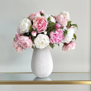 Artificial Pink & White Peony Arrangement