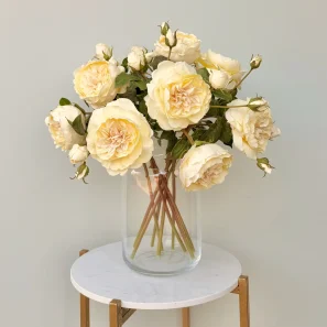 Artificial Pale Yellow English Rose